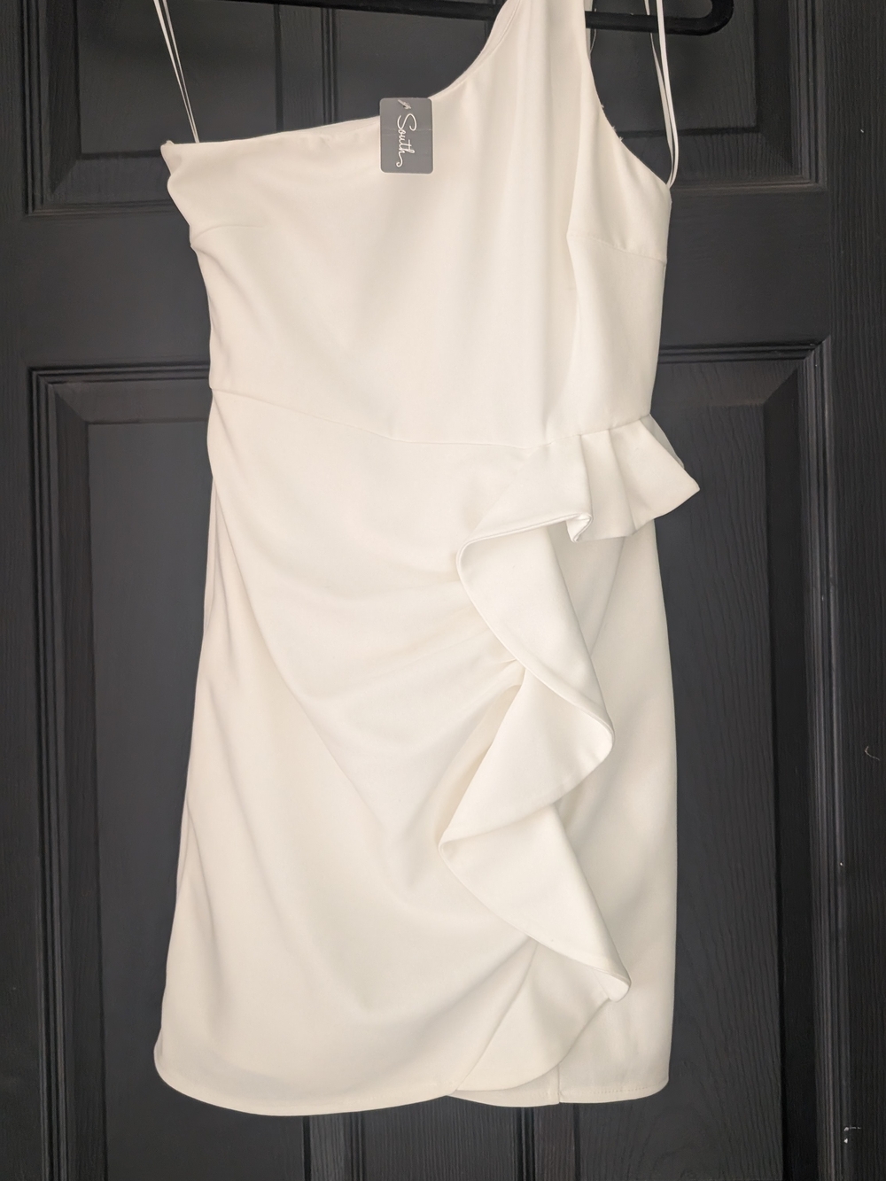 SORELLA VITA One-Shoulder Ivory Ruffle Cocktail Dress